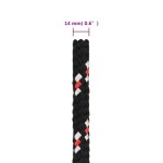vidaXL Frânghie de barcă, negru, 14 mm, 100 m, polipropilenă vidaXL Frânghie de barcă, negru, 14 mm, 100 m, polipropilenă