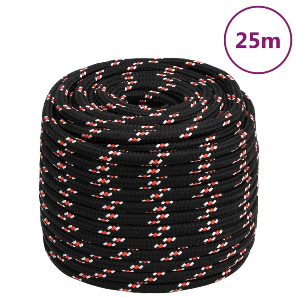 vidaXL Frânghie de barcă, negru, 16 mm, 25 m, polipropilenă
