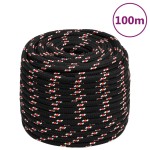 vidaXL Frânghie de barcă, negru, 16 mm, 100 m, polipropilenă vidaXL Frânghie de barcă, negru, 16 mm, 100 m, polipropilenă