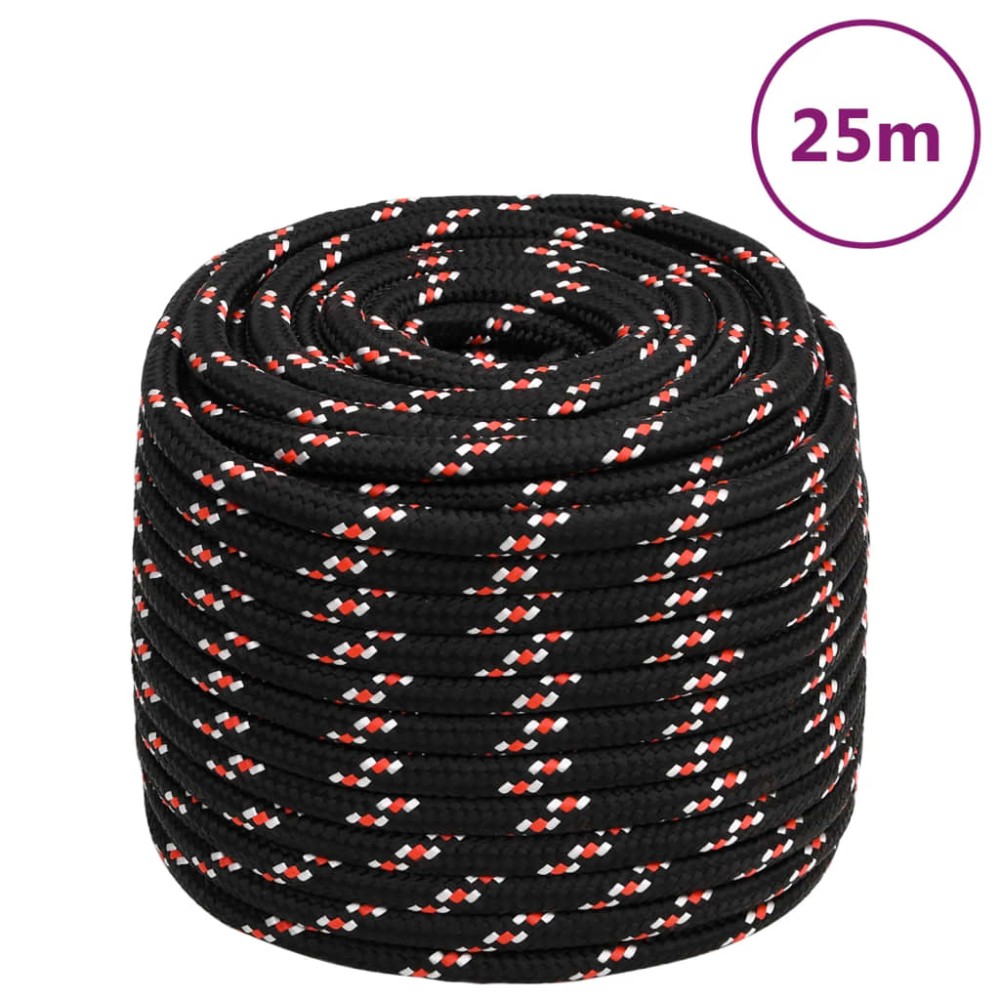 vidaXL Frânghie de barcă, negru, 18 mm, 25 m, polipropilenă