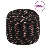 vidaXL Frânghie de barcă, negru, 18 mm, 100 m, polipropilenă vidaXL Frânghie de barcă, negru, 18 mm, 100 m, polipropilenă