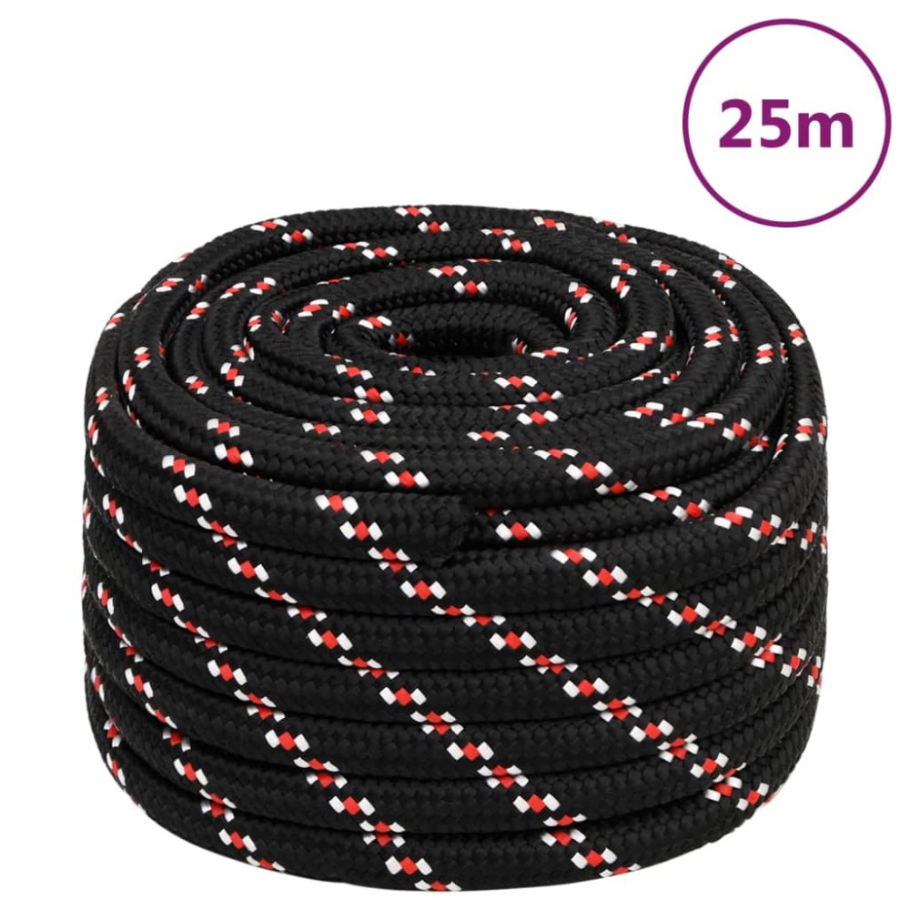 vidaXL Frânghie de barcă, negru, 20 mm, 25 m, polipropilenă