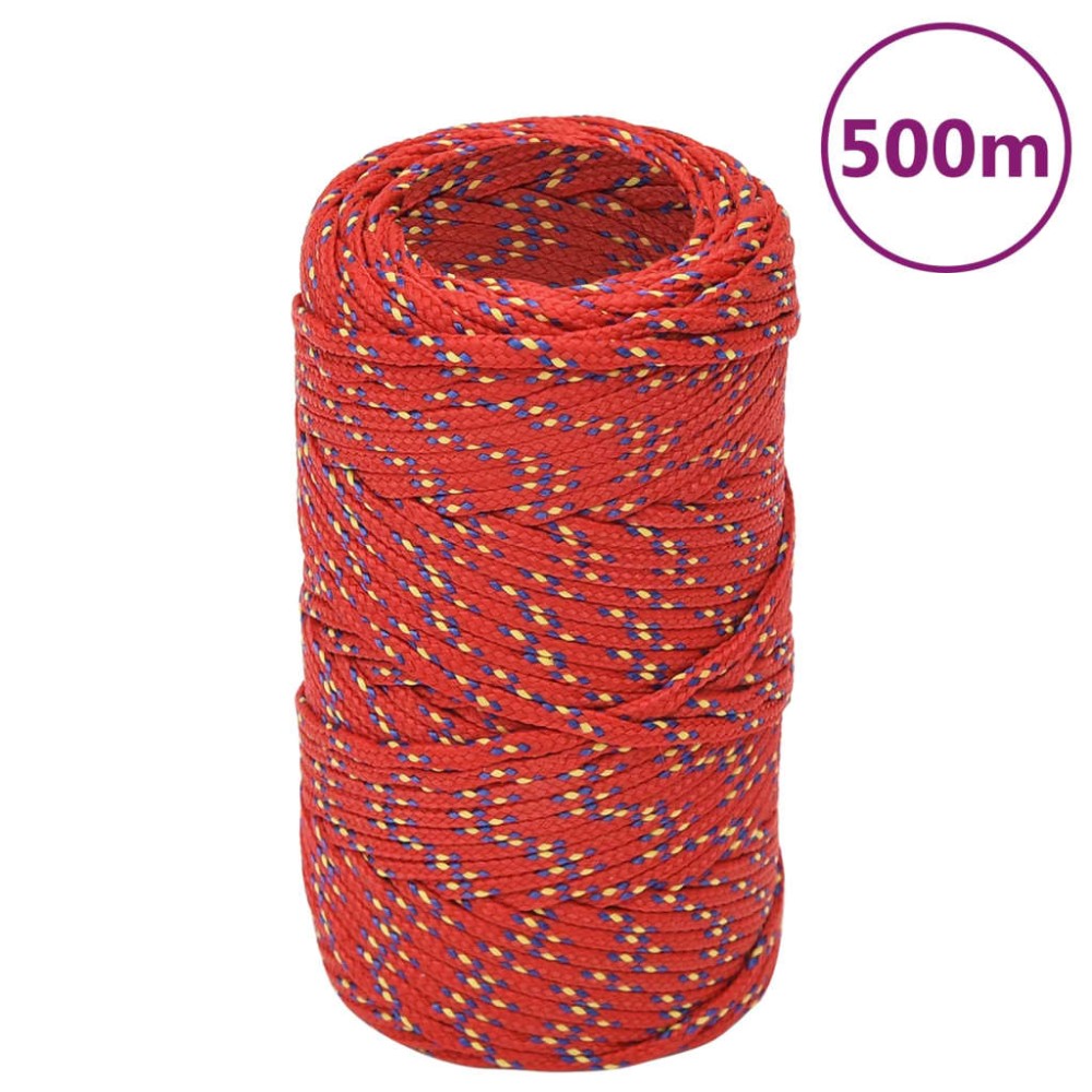 vidaXL Frânghie de barcă, roșu, 2 mm, 500 m, polipropilenă