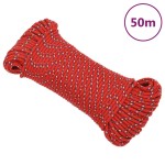 vidaXL Frânghie de barcă, roșu, 3 mm, 50 m, polipropilenă vidaXL Frânghie de barcă, roșu, 3 mm, 50 m, polipropilenă