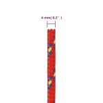 vidaXL Frânghie de barcă, roșu, 4 mm, 250 m, polipropilenă vidaXL Frânghie de barcă, roșu, 4 mm, 250 m, polipropilenă