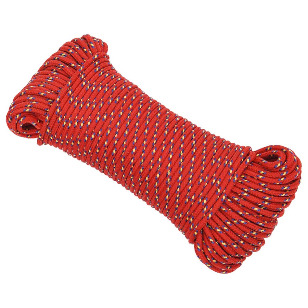 vidaXL Frânghie de barcă, roșu, 5 mm, 25 m, polipropilenă