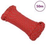 vidaXL Frânghie de barcă, roșu, 5 mm, 50 m, polipropilenă vidaXL Frânghie de barcă, roșu, 5 mm, 50 m, polipropilenă