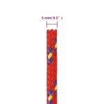 vidaXL Frânghie de barcă, roșu, 5 mm, 50 m, polipropilenă vidaXL Frânghie de barcă, roșu, 5 mm, 50 m, polipropilenă