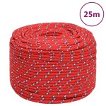 vidaXL Frânghie de barcă, roșu, 6 mm, 25 m, polipropilenă