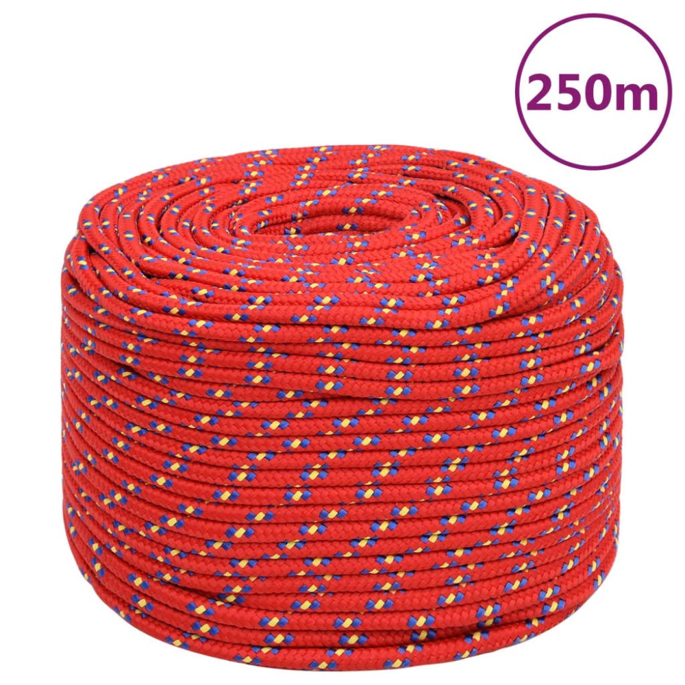 vidaXL Frânghie de barcă, roșu, 8 mm, 250 m, polipropilenă