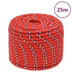 vidaXL Frânghie de barcă, roșu, 12 mm, 25 m, polipropilenă vidaXL Frânghie de barcă, roșu, 12 mm, 25 m, polipropilenă