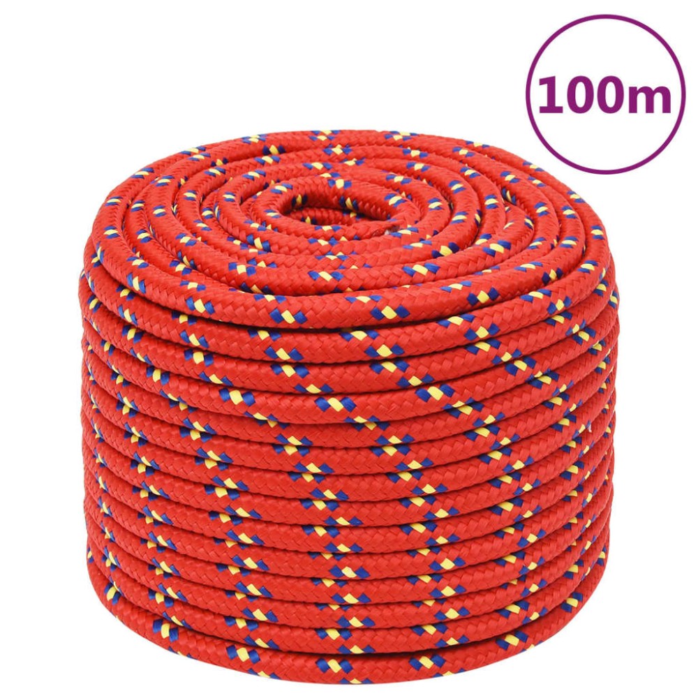 vidaXL Frânghie de barcă, roșu, 12 mm, 100 m, polipropilenă