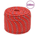 vidaXL Frânghie de barcă, roșu, 14 mm, 100 m, polipropilenă vidaXL Frânghie de barcă, roșu, 14 mm, 100 m, polipropilenă