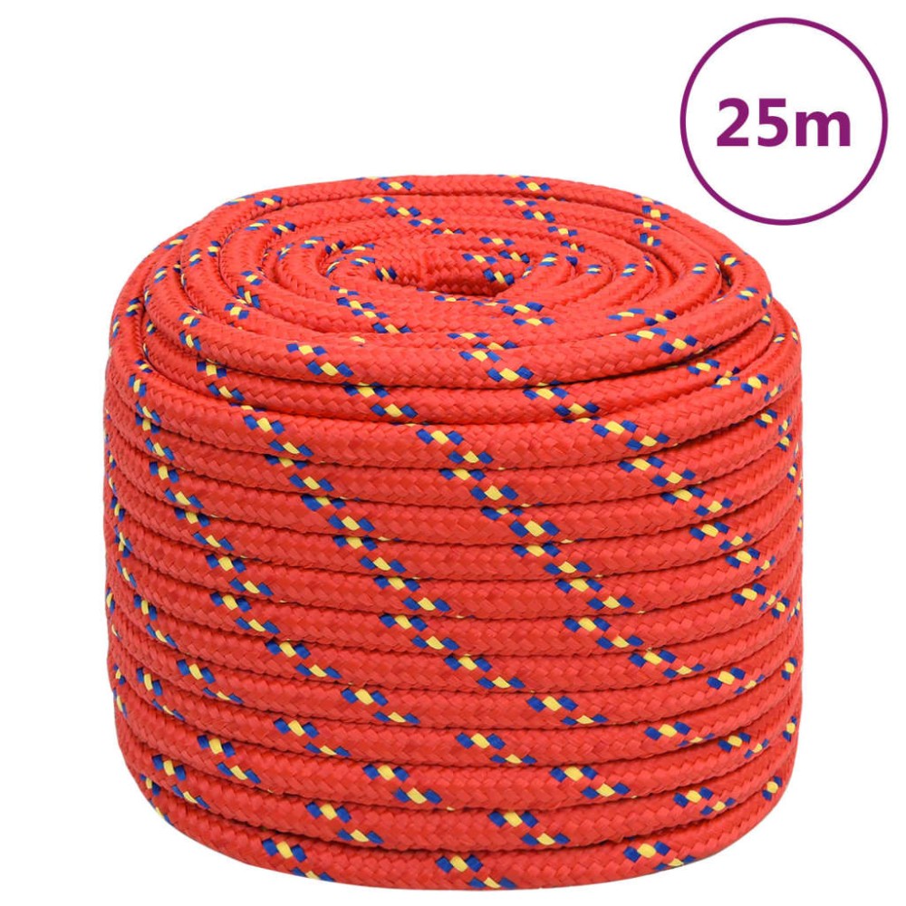 vidaXL Frânghie de barcă, roșu, 18 mm, 25 m, polipropilenă