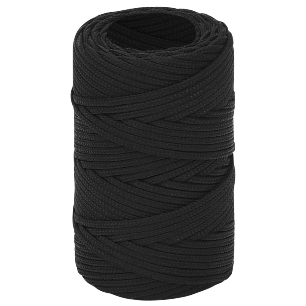 vidaXL Frânghie de barcă, negru complet, 2 mm, 25 m, polipropilenă