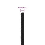 vidaXL Frânghie de barcă, negru complet, 4 mm, 25 m, polipropilenă
