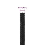 vidaXL Frânghie de barcă, negru complet, 5 mm, 100 m, polipropilenă vidaXL Frânghie de barcă, negru complet, 5 mm, 100 m, polipropilenă