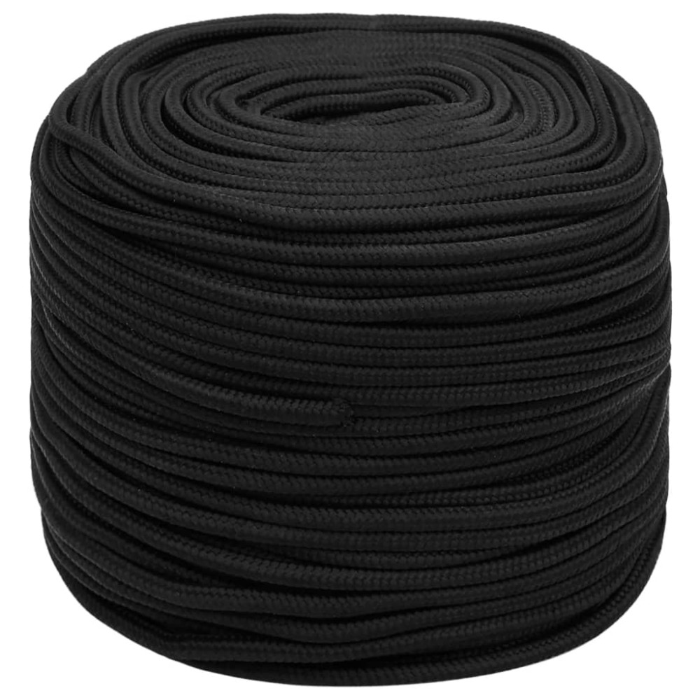vidaXL Frânghie de barcă, negru complet, 10 mm, 50 m, polipropilenă