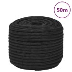 vidaXL Frânghie de barcă, negru complet, 12 mm, 50 m, polipropilenă vidaXL Frânghie de barcă, negru complet, 12 mm, 50 m, polipropilenă