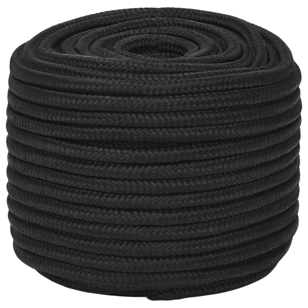 vidaXL Frânghie de barcă, negru complet, 14 mm, 100 m, polipropilenă