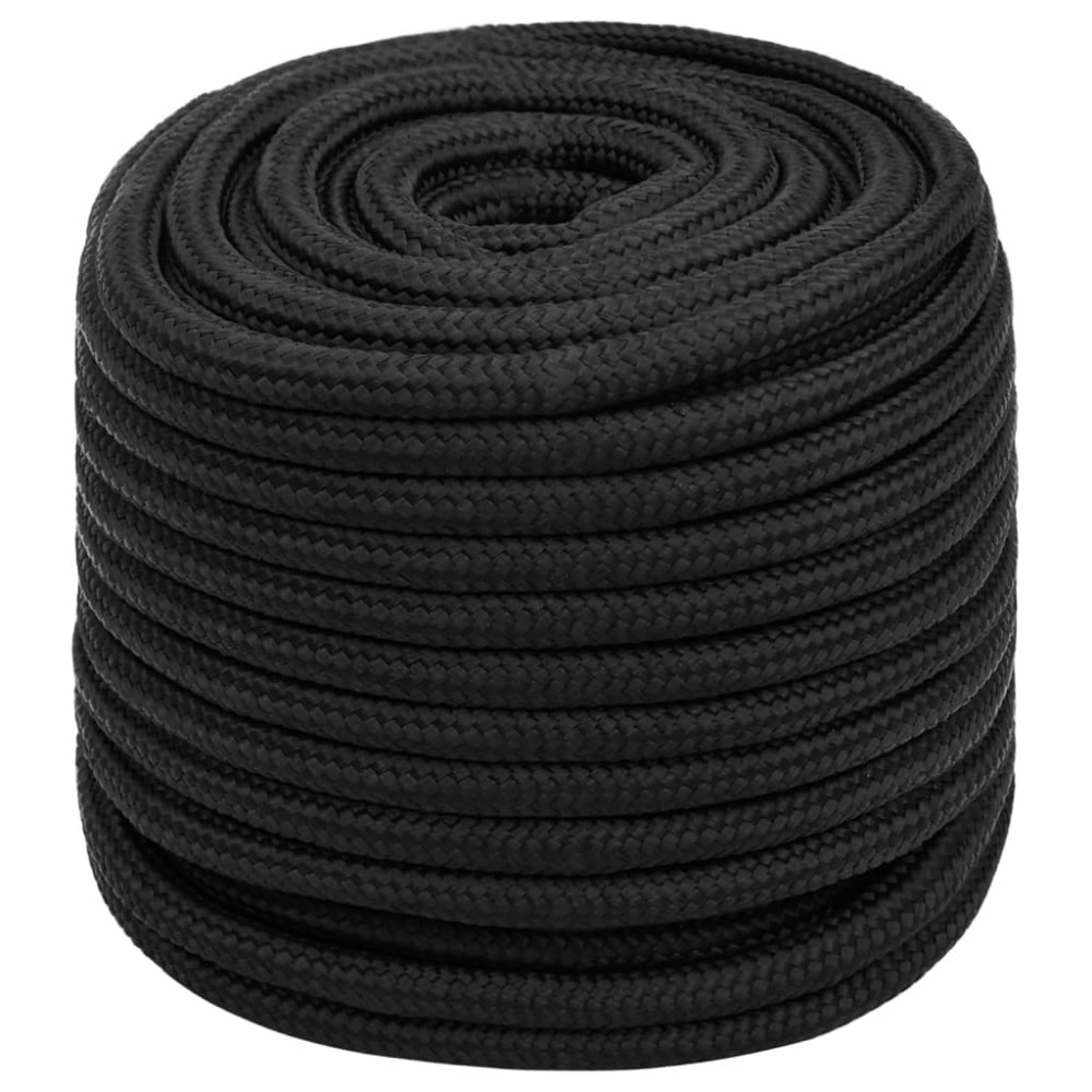 vidaXL Frânghie de barcă, negru complet, 16 mm, 250 m, polipropilenă
