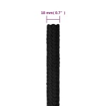 vidaXL Frânghie de barcă, negru complet, 18 mm, 100 m, polipropilenă vidaXL Frânghie de barcă, negru complet, 18 mm, 100 m, polipropilenă