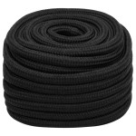 vidaXL Frânghie de barcă, negru complet, 20 mm, 50 m, polipropilenă vidaXL Frânghie de barcă, negru complet, 20 mm, 50 m, polipropilenă