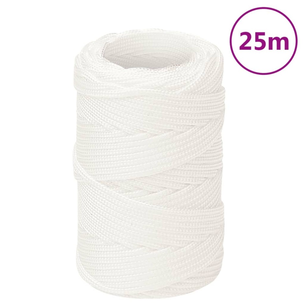 vidaXL Frânghie de barcă, alb complet, 2 mm, 25 m, polipropilenă