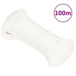 vidaXL Frânghie de barcă, alb complet, 4 mm, 100 m, polipropilenă vidaXL Frânghie de barcă, alb complet, 4 mm, 100 m, polipropilenă