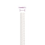 vidaXL Frânghie de barcă, alb complet, 5 mm, 50 m, polipropilenă vidaXL Frânghie de barcă, alb complet, 5 mm, 50 m, polipropilenă