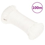 vidaXL Frânghie de barcă, alb complet, 5 mm, 100 m, polipropilenă