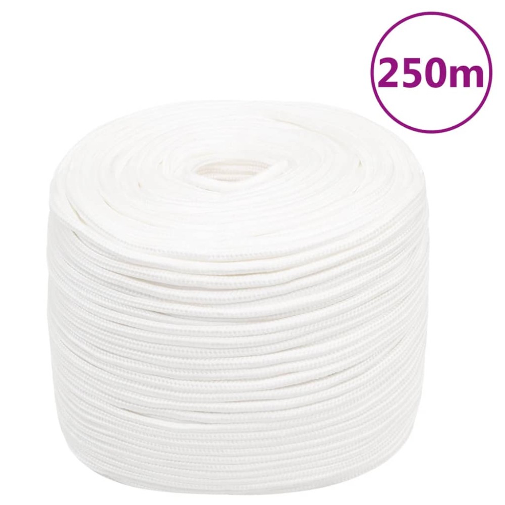 vidaXL Frânghie de barcă, alb complet, 6 mm, 250 m, polipropilenă