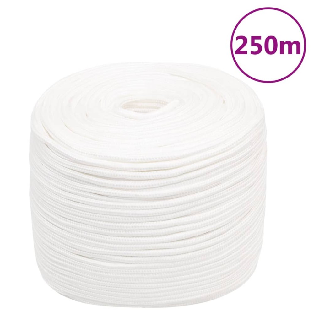 vidaXL Frânghie de barcă, alb complet, 8 mm, 250 m, polipropilenă