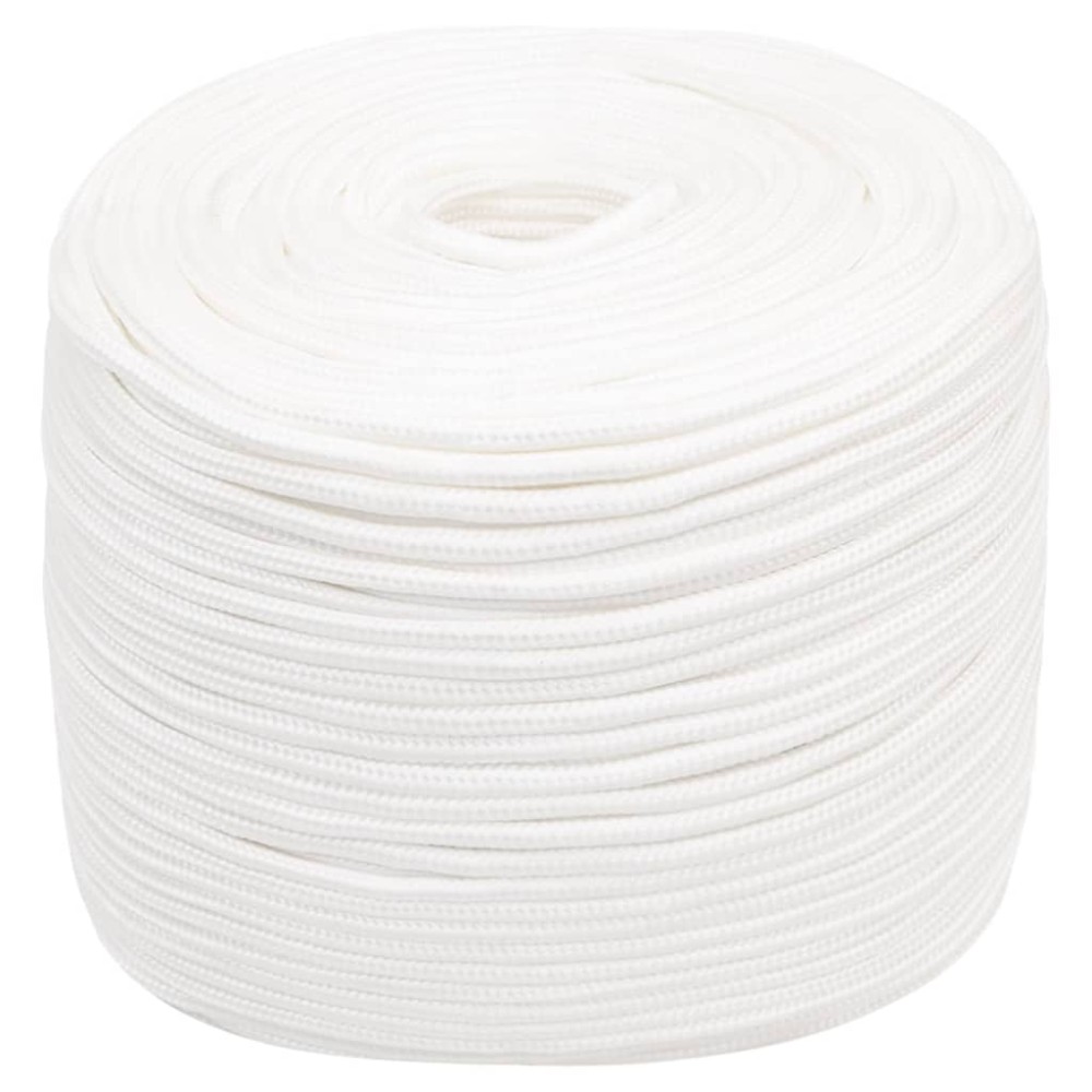 vidaXL Frânghie de barcă, alb complet, 10 mm, 50 m, polipropilenă