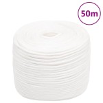 vidaXL Frânghie de barcă, alb complet, 10 mm, 50 m, polipropilenă vidaXL Frânghie de barcă, alb complet, 10 mm, 50 m, polipropilenă