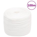 vidaXL Frânghie de barcă, alb complet, 10 mm, 100 m, polipropilenă vidaXL Frânghie de barcă, alb complet, 10 mm, 100 m, polipropilenă