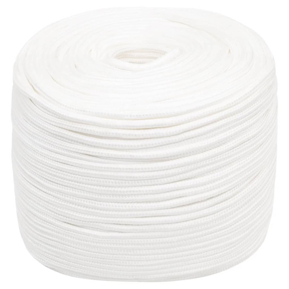 vidaXL Frânghie de barcă, alb complet, 10 mm, 250 m, polipropilenă