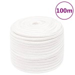 vidaXL Frânghie de barcă, alb complet, 12 mm, 100 m, polipropilenă vidaXL Frânghie de barcă, alb complet, 12 mm, 100 m, polipropilenă