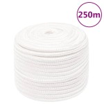 vidaXL Frânghie de barcă, alb complet, 12 mm, 250 m, polipropilenă vidaXL Frânghie de barcă, alb complet, 12 mm, 250 m, polipropilenă