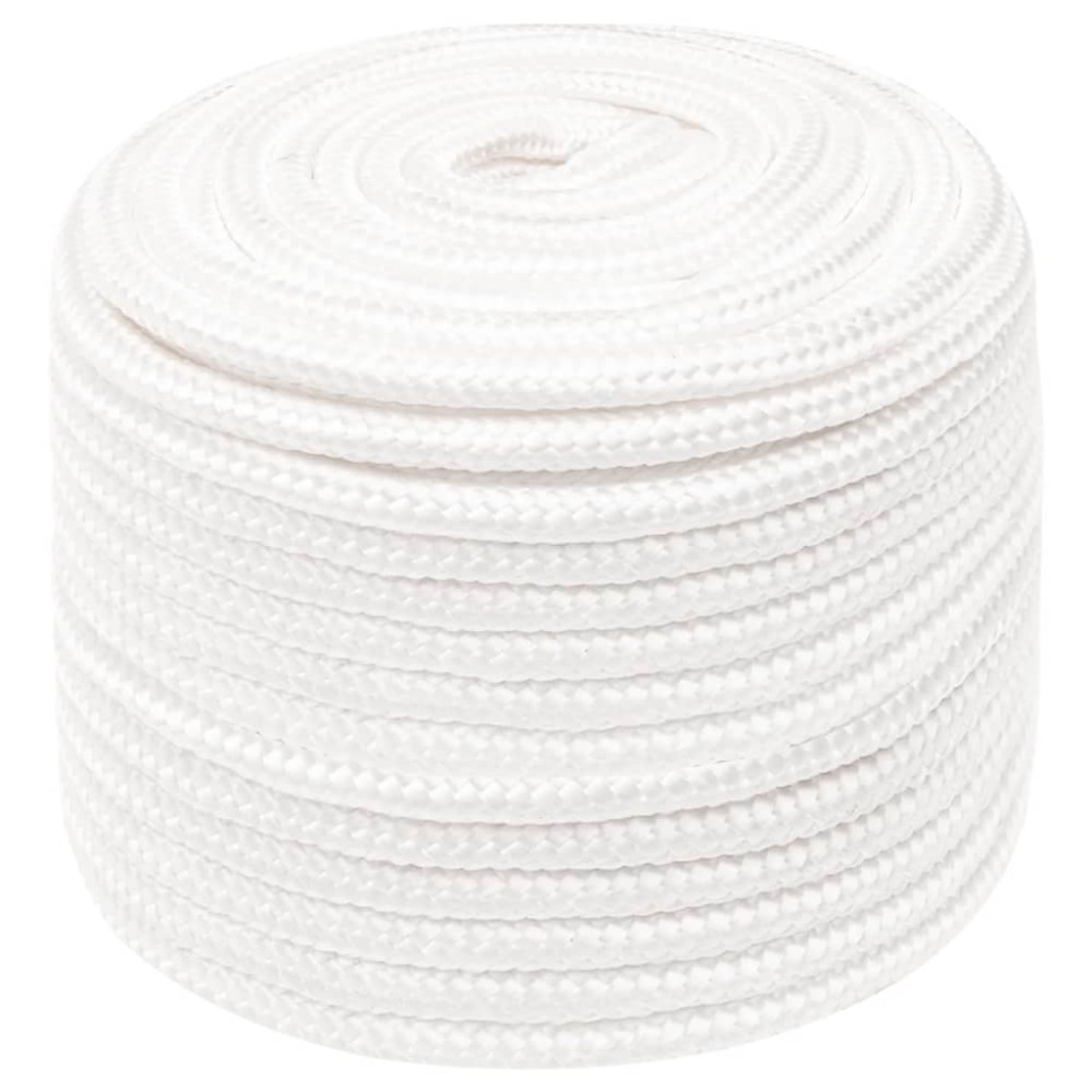vidaXL Frânghie de barcă, alb complet, 14 mm, 50 m, polipropilenă