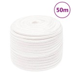 vidaXL Frânghie de barcă, alb complet, 14 mm, 50 m, polipropilenă vidaXL Frânghie de barcă, alb complet, 14 mm, 50 m, polipropilenă