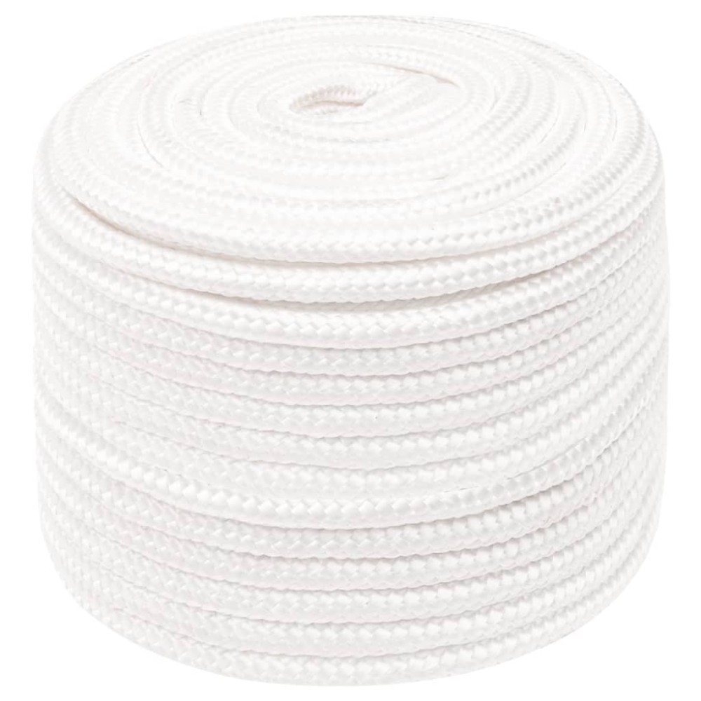 vidaXL Frânghie de barcă, alb complet, 14 mm, 100 m, polipropilenă