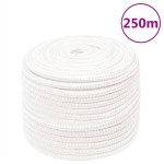 vidaXL Frânghie de barcă, alb complet, 14 mm, 250 m, polipropilenă vidaXL Frânghie de barcă, alb complet, 14 mm, 250 m, polipropilenă