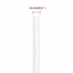 vidaXL Frânghie de barcă, alb complet, 14 mm, 250 m, polipropilenă vidaXL Frânghie de barcă, alb complet, 14 mm, 250 m, polipropilenă