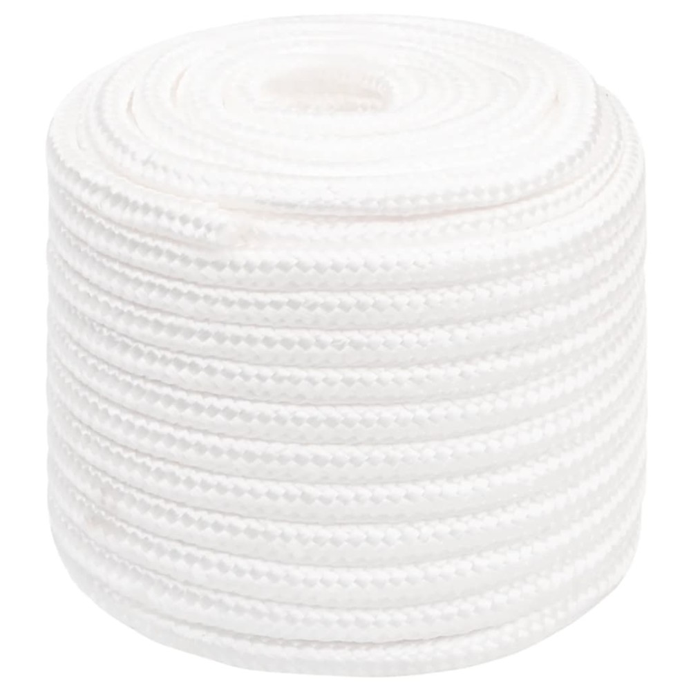 vidaXL Frânghie de barcă, alb complet, 16 mm, 50 m, polipropilenă