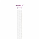 vidaXL Frânghie de barcă, alb complet, 16 mm, 100 m, polipropilenă vidaXL Frânghie de barcă, alb complet, 16 mm, 100 m, polipropilenă