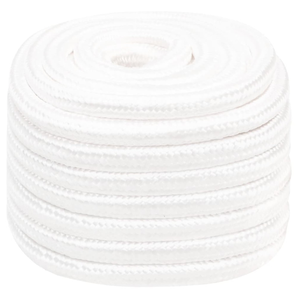 vidaXL Frânghie de barcă, alb complet, 20 mm, 50 m, polipropilenă