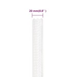 vidaXL Frânghie de barcă, alb complet, 20 mm, 100 m, polipropilenă vidaXL Frânghie de barcă, alb complet, 20 mm, 100 m, polipropilenă