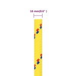 vidaXL Frânghie de barcă, galben, 16 mm, 50 m, polipropilenă vidaXL Frânghie de barcă, galben, 16 mm, 50 m, polipropilenă