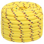 vidaXL Frânghie de barcă, galben, 20 mm, 50 m, polipropilenă vidaXL Frânghie de barcă, galben, 20 mm, 50 m, polipropilenă
